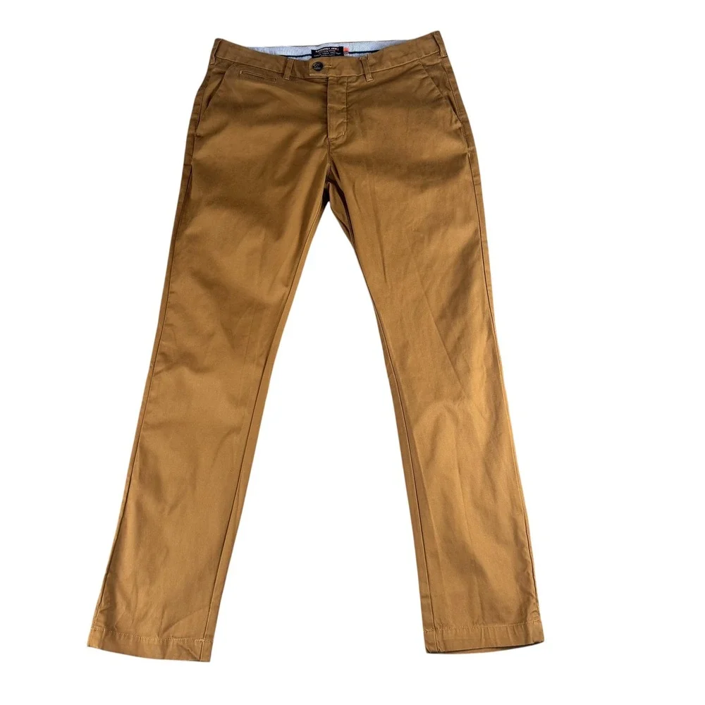 Superdry JPN Mens City Slim Chino Pants Tobacco Brown Size L 35x31.5